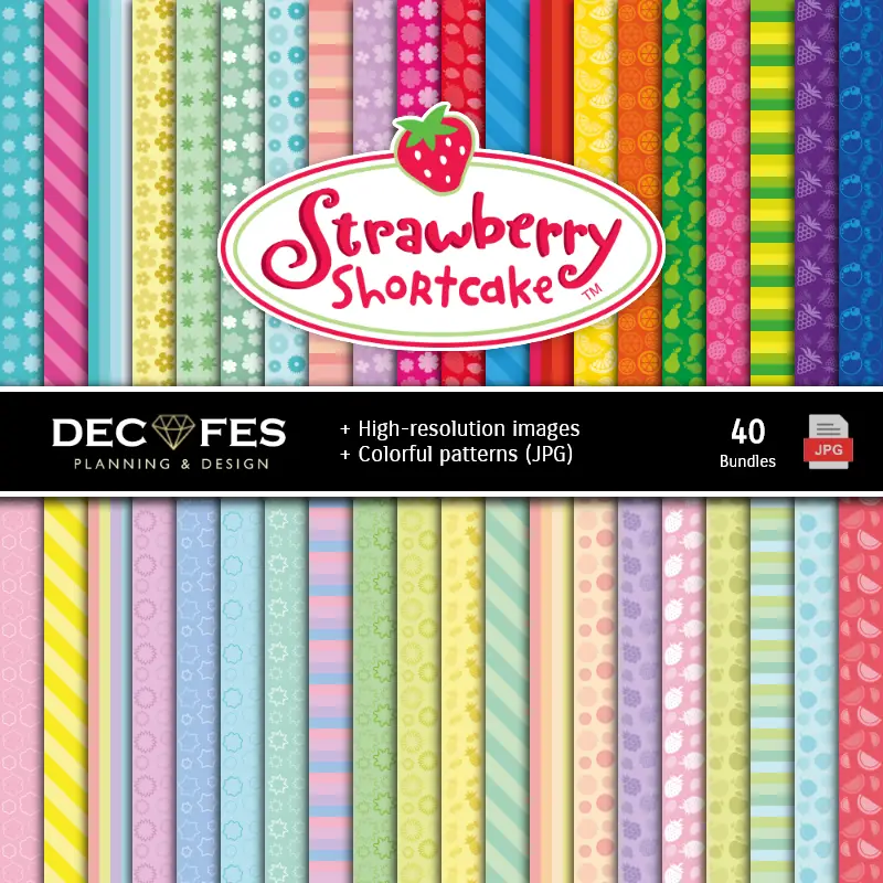 Fondos | Set de Papeles Digitales Frutillita - Fundos para Festas e Scrapbooking