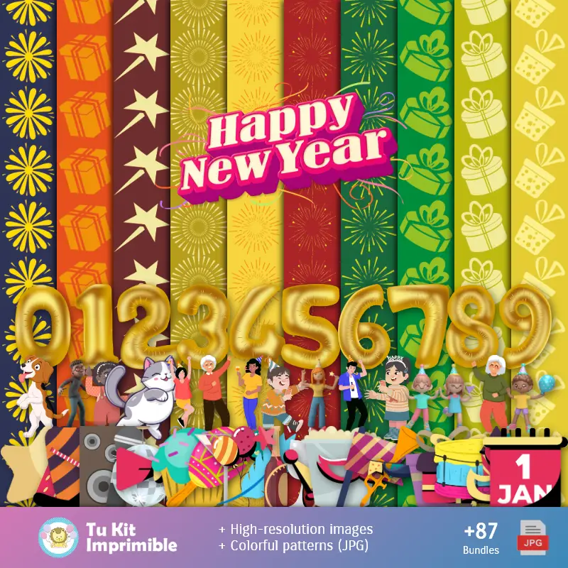 新年壁纸-数字装饰纸