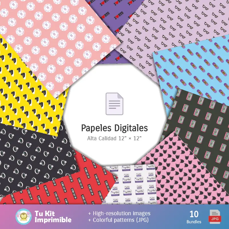 Collages | Fundos BTS - Papéis digitais para decoração