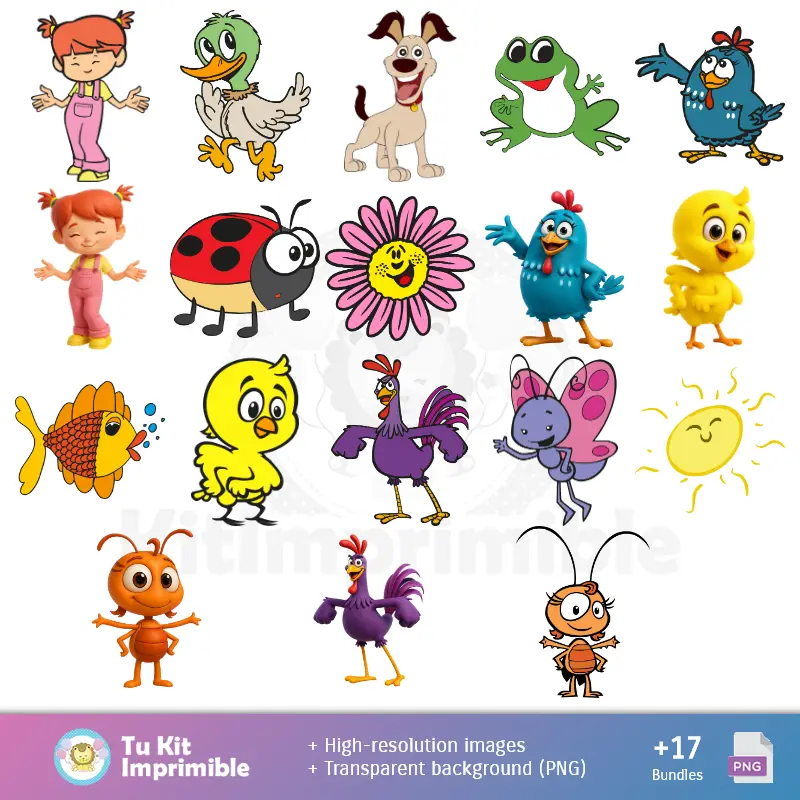 Personajes | Padrões e Texturas Gallinita Pintadita - Kits de Scrapbook e Festas