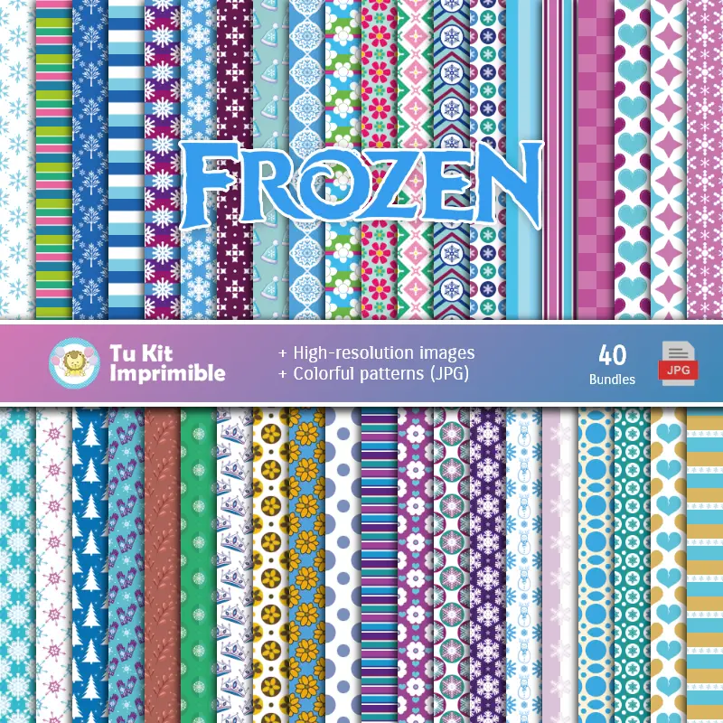 Frozen Digital Paper Set - Fontane per Fiesta e Scrapbooking