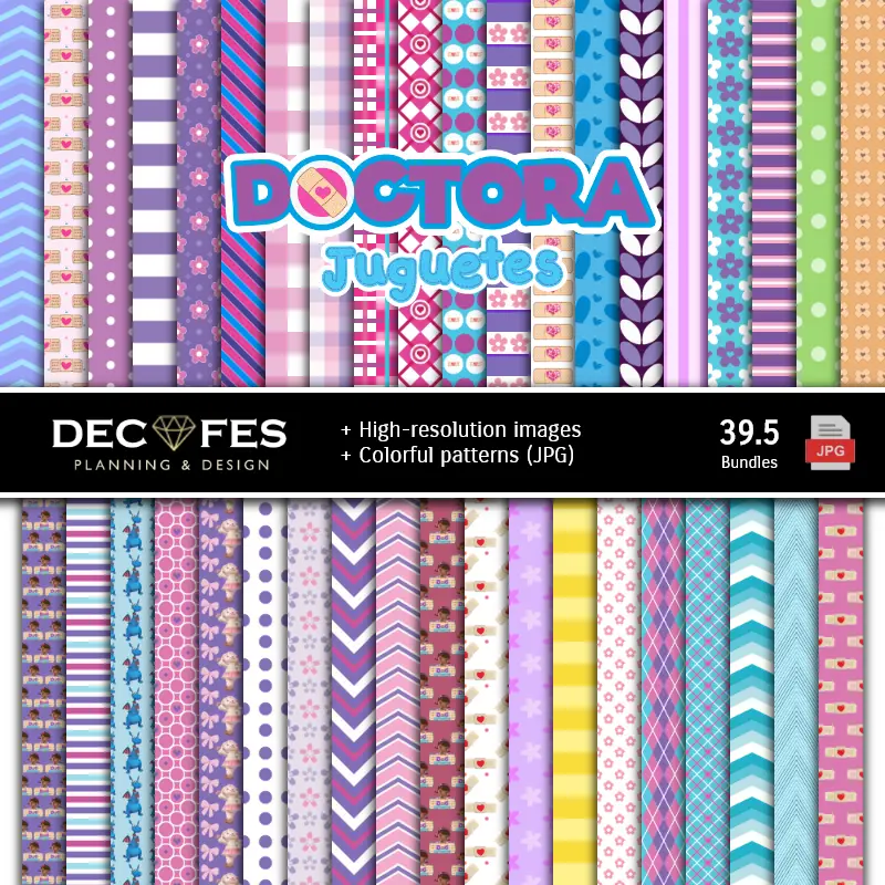 Fondos | Set de Papeles Digitales Doctora Juguetes - Fundos para Festas e Scrapbooking