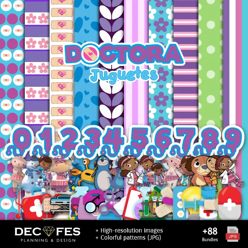 Papel Digital Doutora Juguetes - Imprimíveis para Scrapbook e DIY