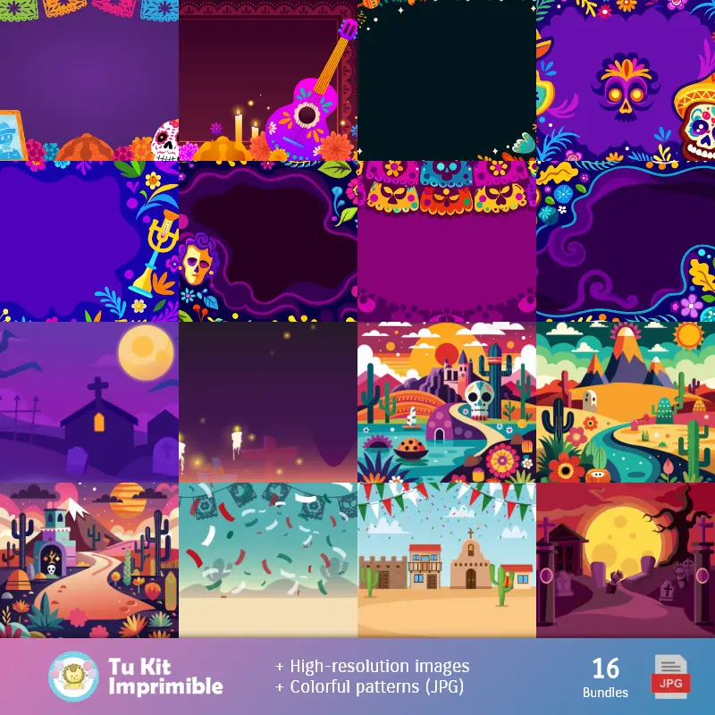 Fondos | Fundo Dia dos Mortos - Papel Digital para Decoração