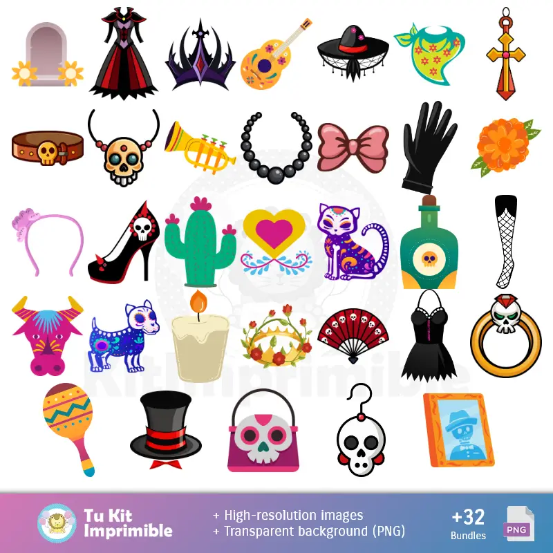 Collages | Fundos Catrinas Dia dos Mortos - Papel Digital para Decoração