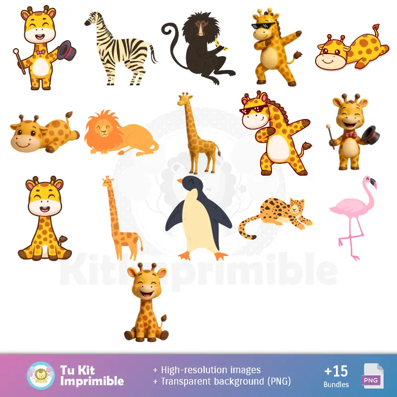 Personajes | Sfondi di giraffe - Carte di decorazione digitale