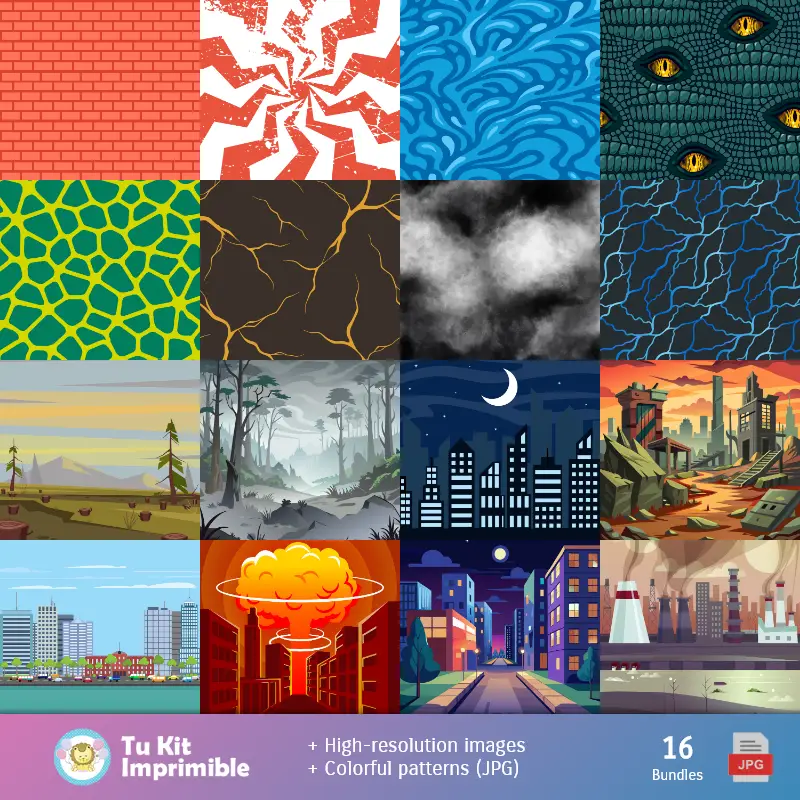 Fondos | Godzilla Patterns and Textures - Scrapbook and Party Kits