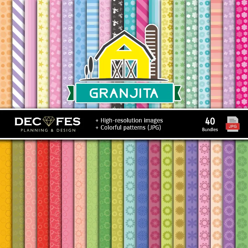 Fondos | Granny Digital Paper Set - Фонтаны для фестивалей и скрапбукинга