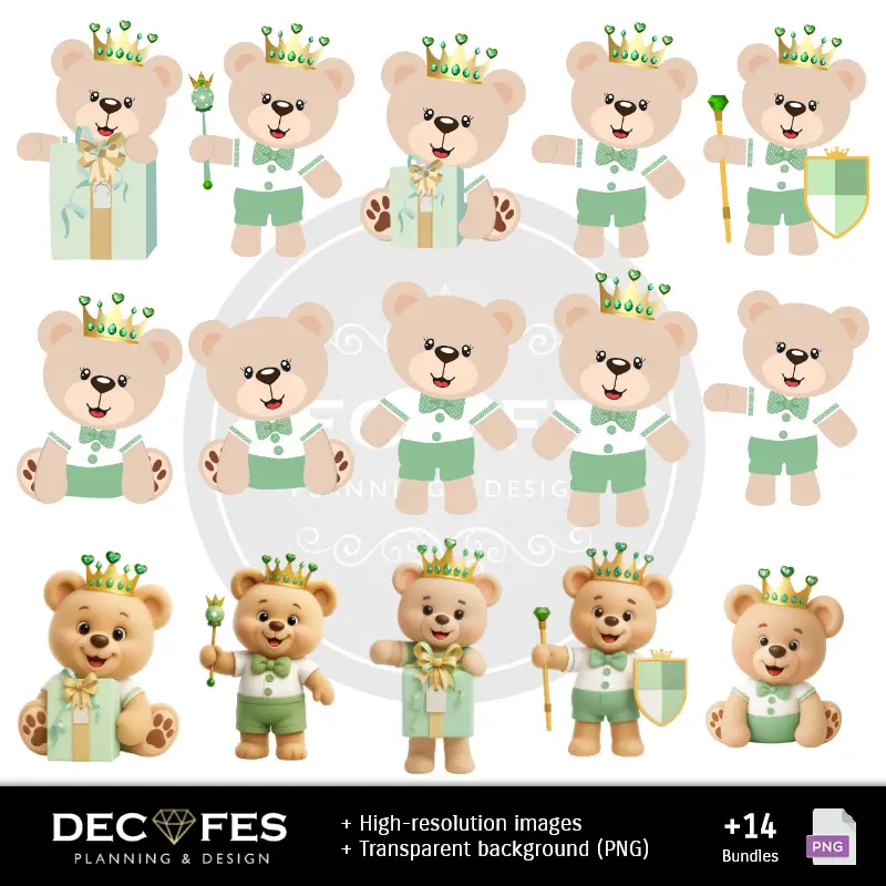 Personajes | Papel Digital Osito Príncipe Celeste - Imprimíveis para Scrapbook e DIY