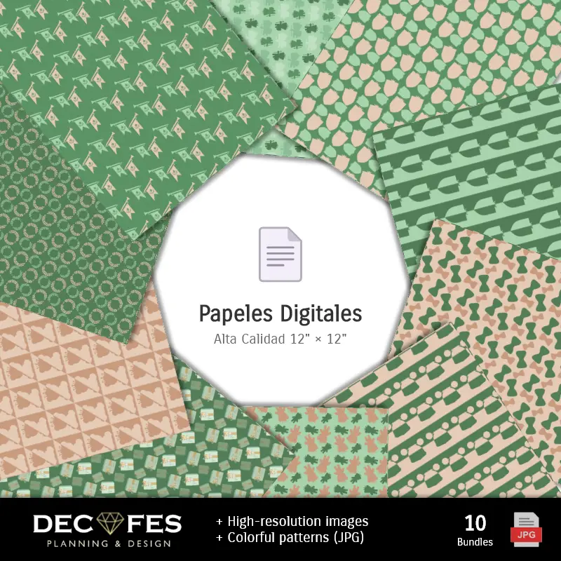 Green Prince Bear Digital Paper - Stampabile per Scrapbook e fai da te