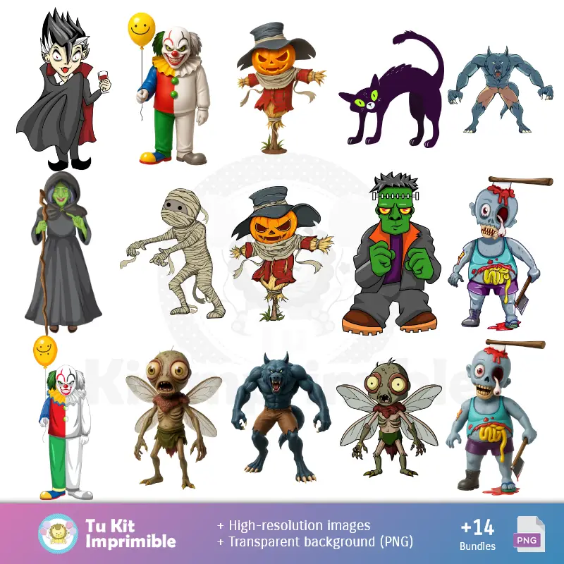 Personajes | Modelli di Halloween e texture - Scrapbook e kit di partito