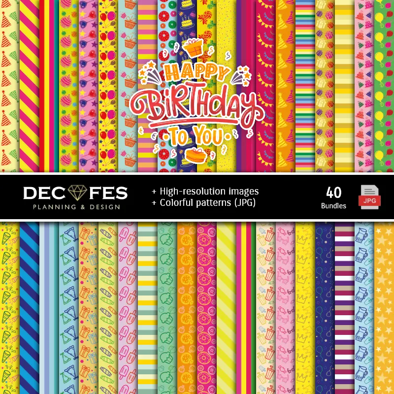 Fondos | Set de Papel Digitales Feliz Aniversário - Fundos para Festas e Scrapbooking
