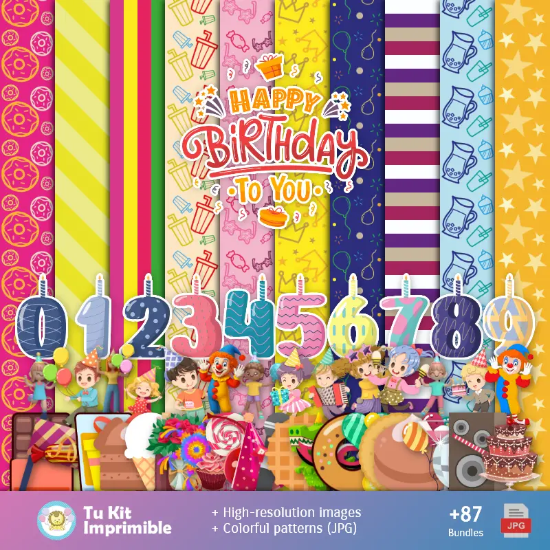 Happy Birthday Fund - Digital Decor Papers