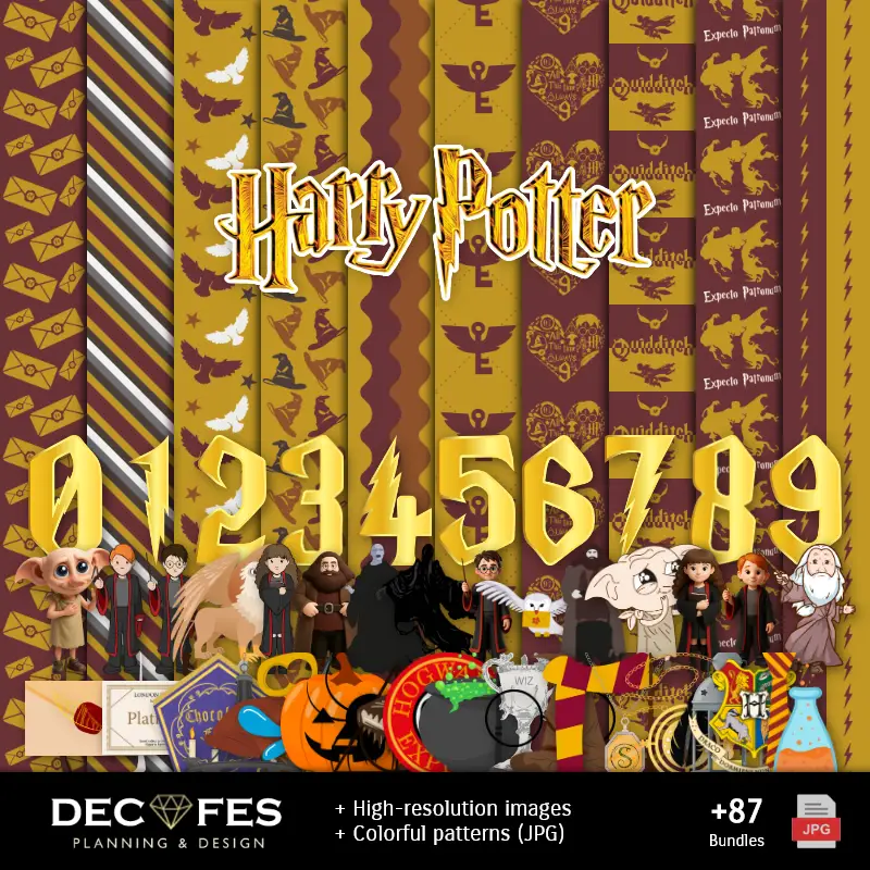 Papel Digital Harry Potter - Imprimíveis para Scrapbook e DIY