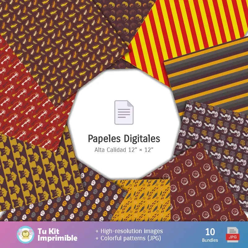 Collages | Padrões e Texturas Harry Potter - Kits de Scrapbook e Festas