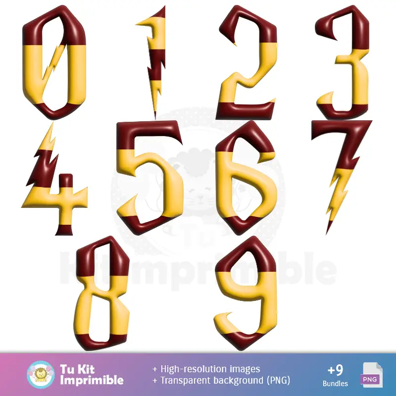 Números Temáticos | Padrões e Texturas Harry Potter - Kits de Scrapbook e Festas
