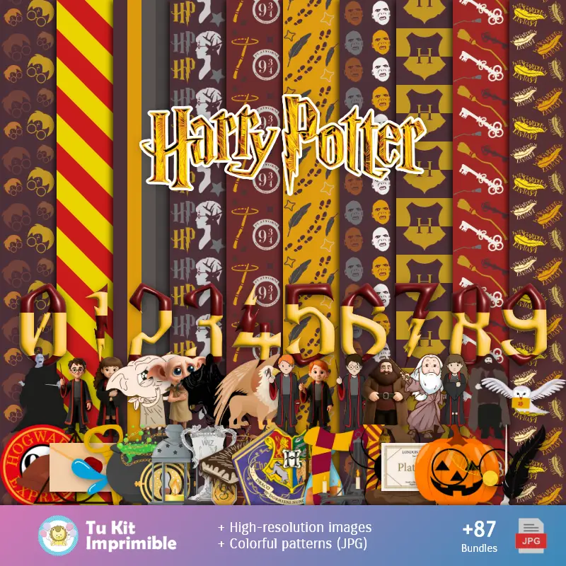 Padrões e Texturas Harry Potter - Kits de Scrapbook e Festas