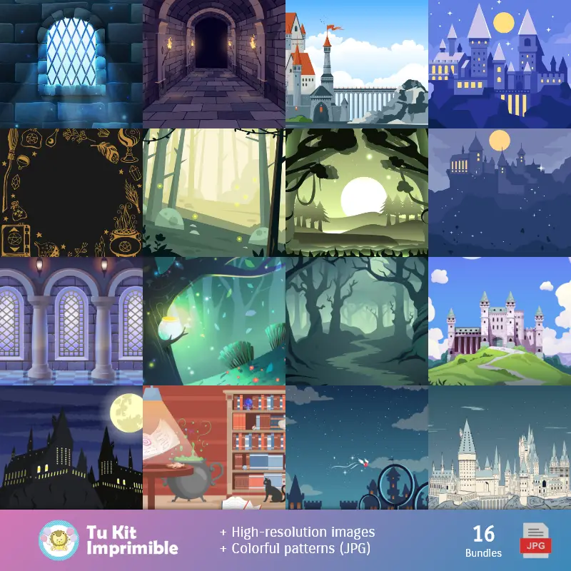 Collages | Harry Potter modelli e texture - Scrapbook e kit di partito