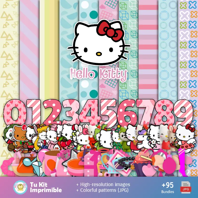 Hello Kitty modèles et textures - Scrapbook et kits de fête