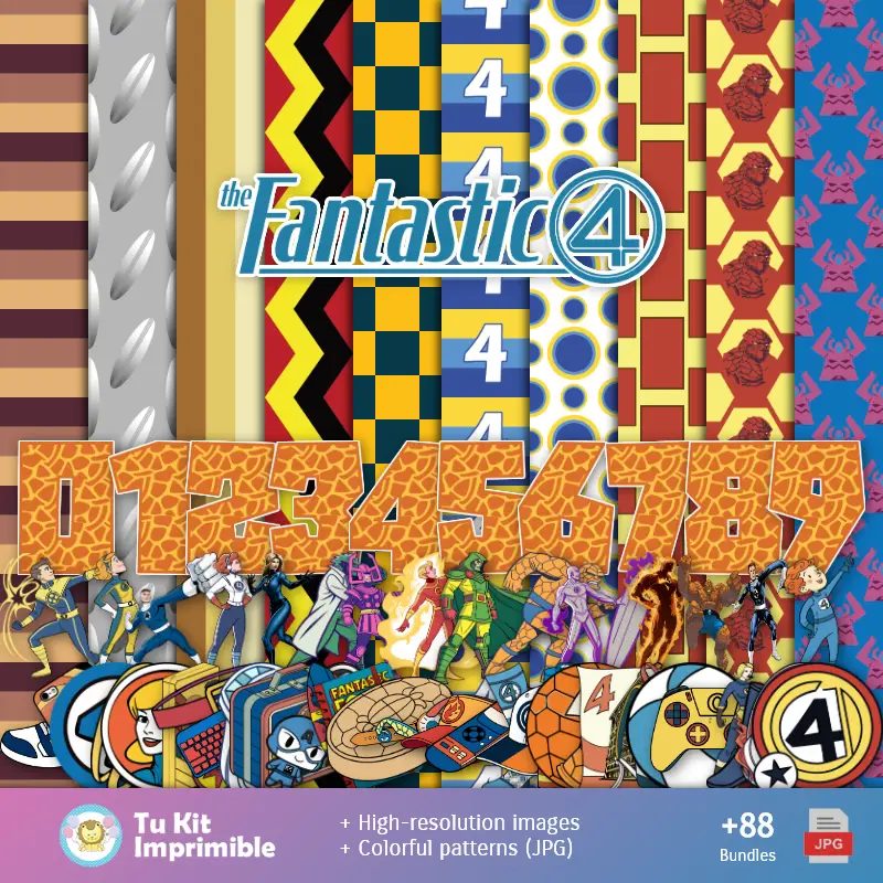 Os 4 Fantásticos - Papel Digital para Decoração