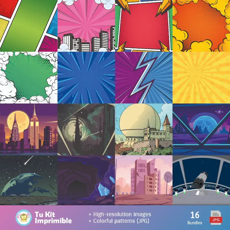 Padrões e Texturas Os 4 Fantásticos - Kits de Scrapbook e Festas