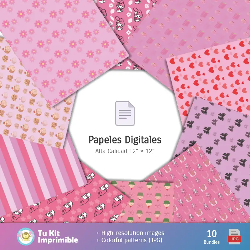 Collages | I miei modelli e texture Melody - Kit per album e feste