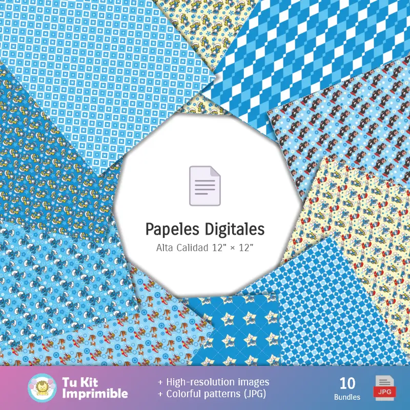 Collages | Fundos Os Pitufos - Papeles Digitales para Decoração