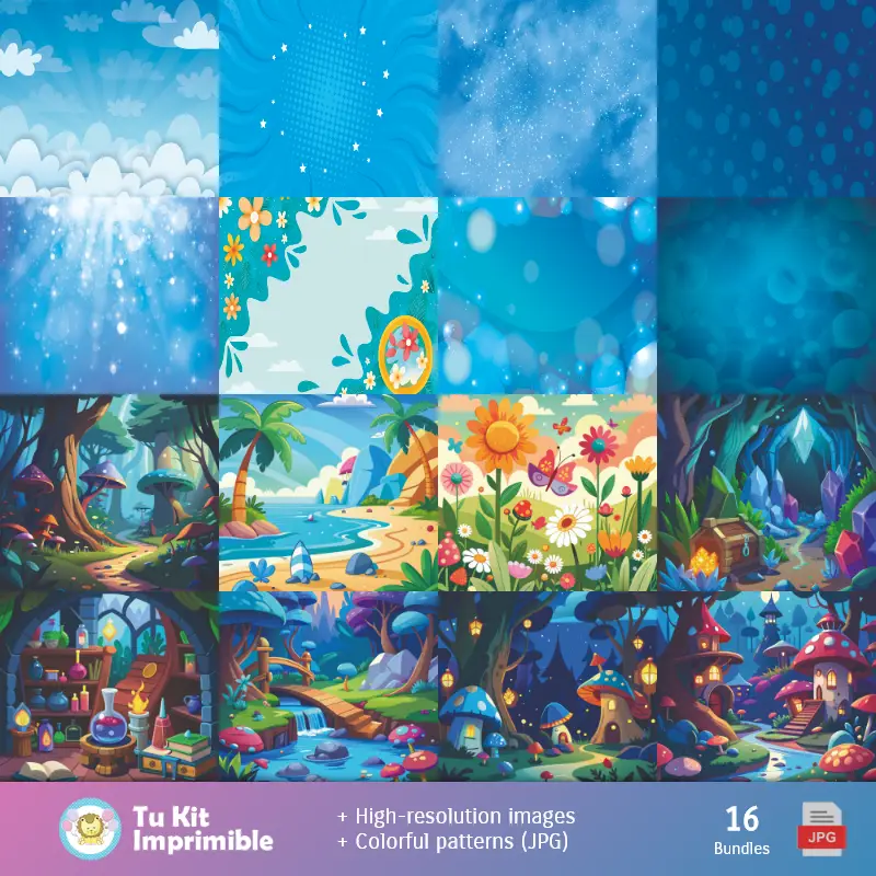 Fondos | Fundos Os Pitufos - Papeles Digitales para Decoração