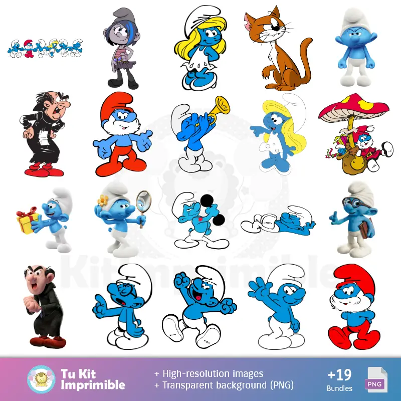 Personajes | Fundos Os Pitufos - Papeles Digitales para Decoração