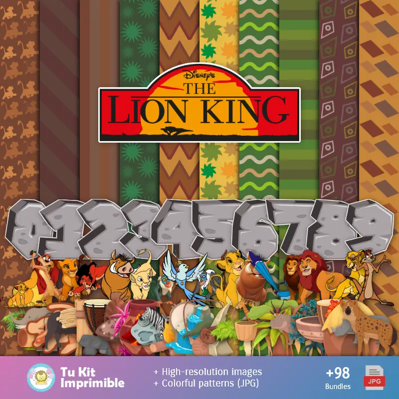 Padrões e Texturas O Rei Leão - Kits de Scrapbook e Festas