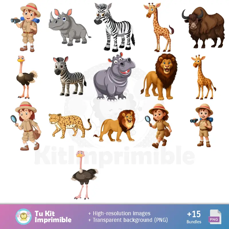 Personajes | Imprimer Patterns et textures d'animaux Safari - Scrapbook et kits de fête