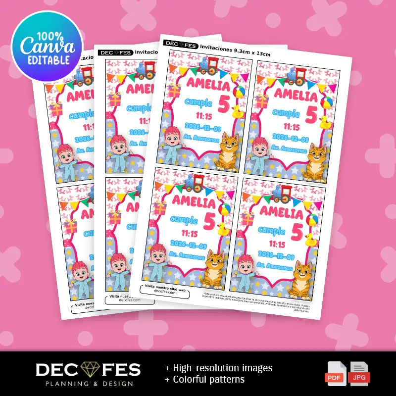 Collages |  Invitación Bebefinn de Cumpleaños Infantil