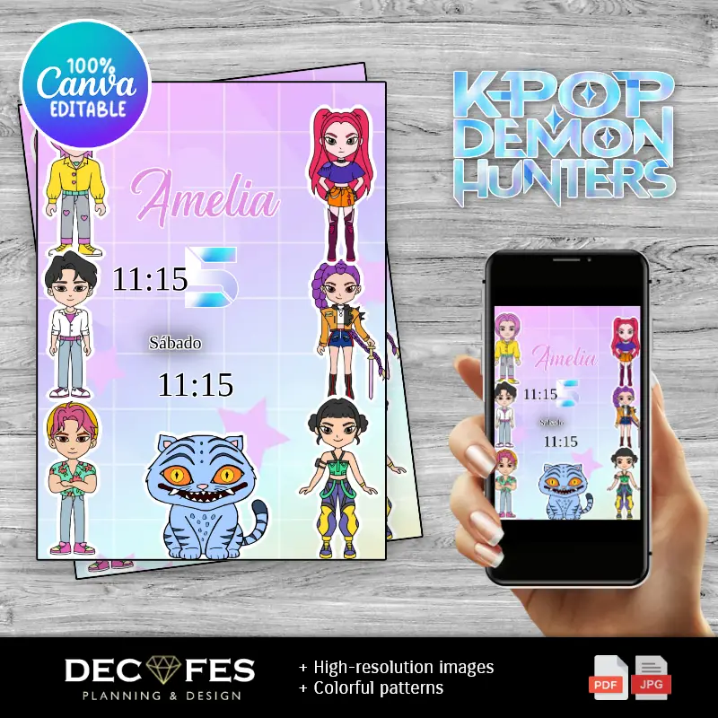 Invitación KPOP Demon Hunters Super Idol