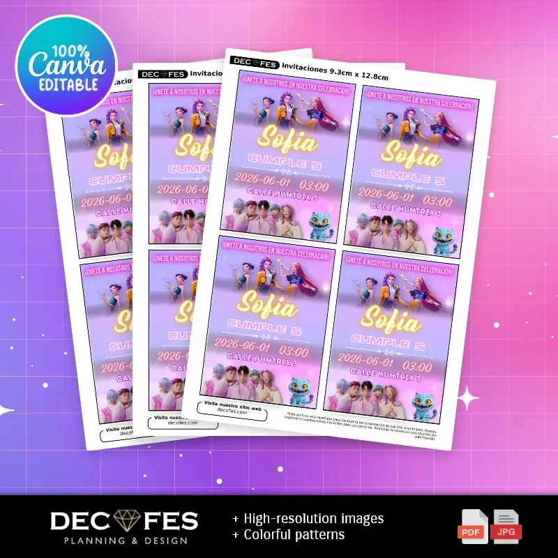 Collages | Invitation Kpop Demon Hunter Pop Party