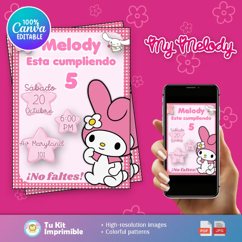 Patrones | Invitation My Melody Kawaii