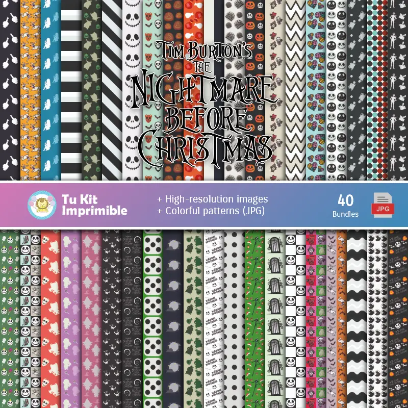 Jack Skellington Digital Paper Set - Festival e Scrapbooking