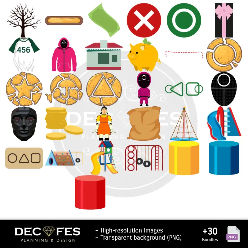 Personajes | Jeu de calmar numérique - Imprimable pour Scrapbook et bricolage