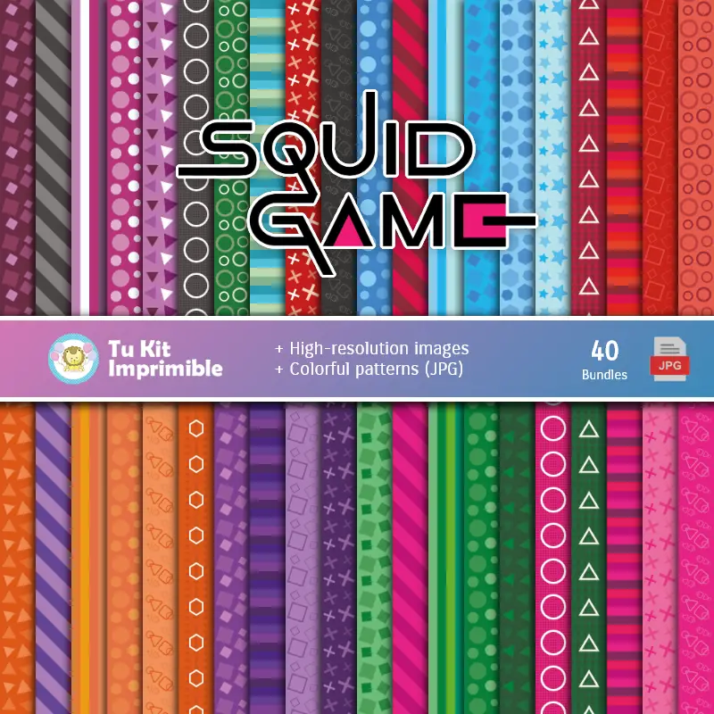 Patrones | Jeu de calmars sur papier numérique - Festivals et Scrapbooking