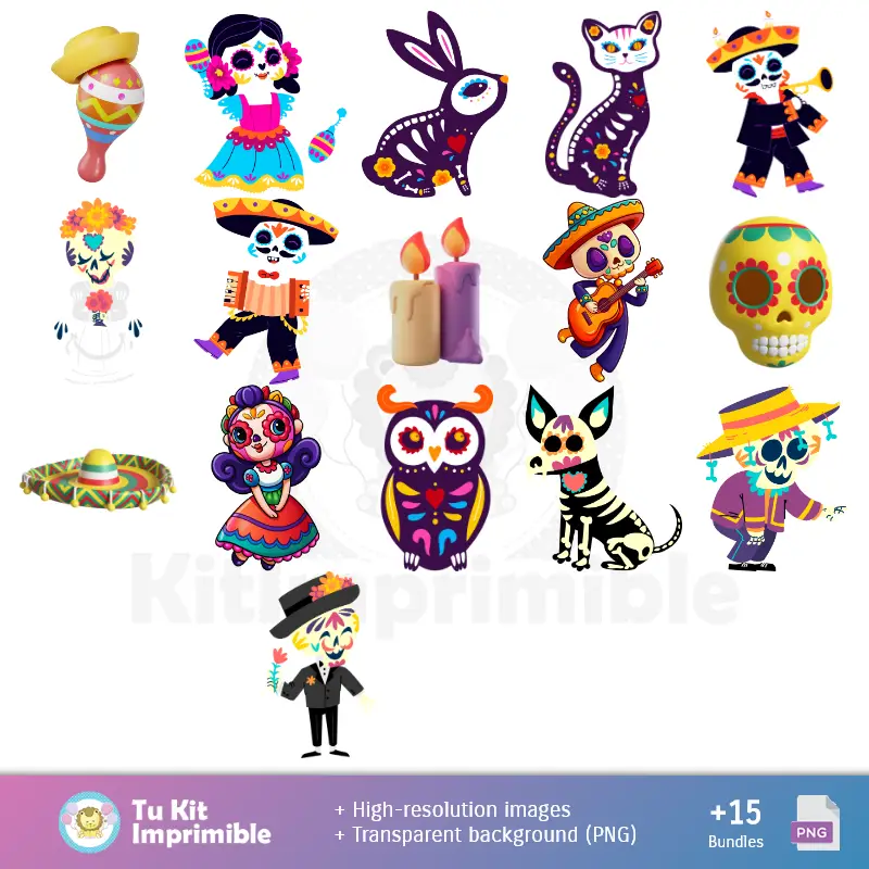 Personajes | Journée des fondations des morts - Papiers de décoration numérique