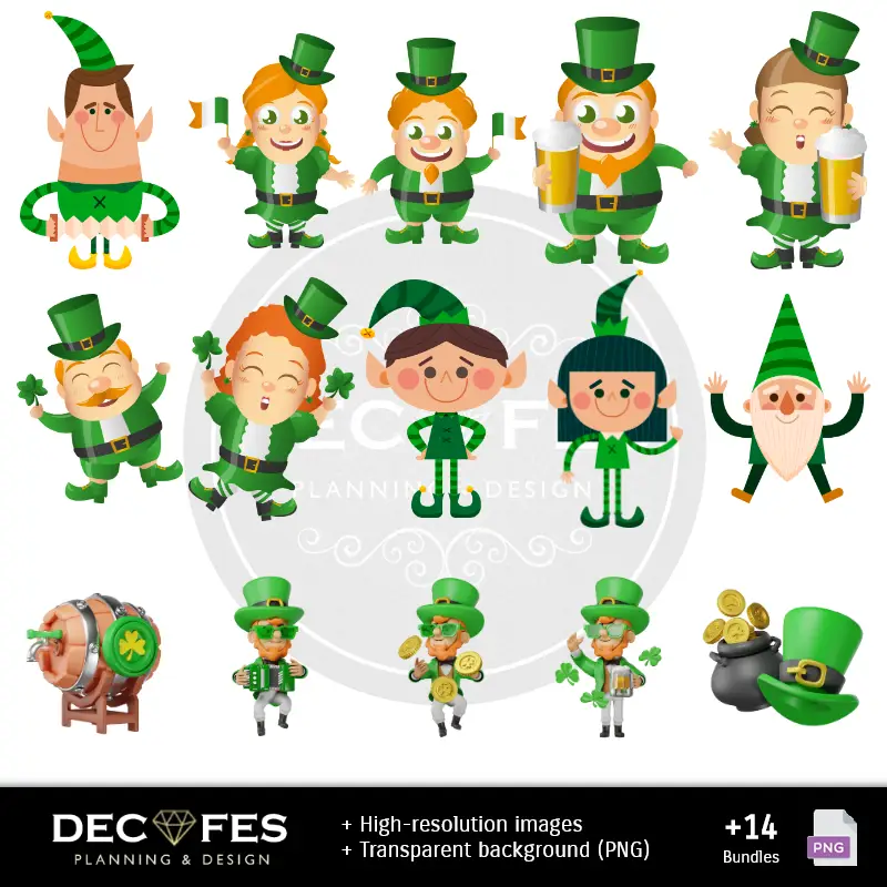 Personajes | Journée du Paper numérique St. Patrick - Imprimable pour Scrapbook et bricolage