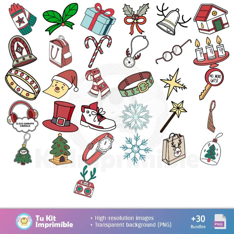 Accesorios | Joyeux Noël Motifs et textures - Scrapbook et kits de fête