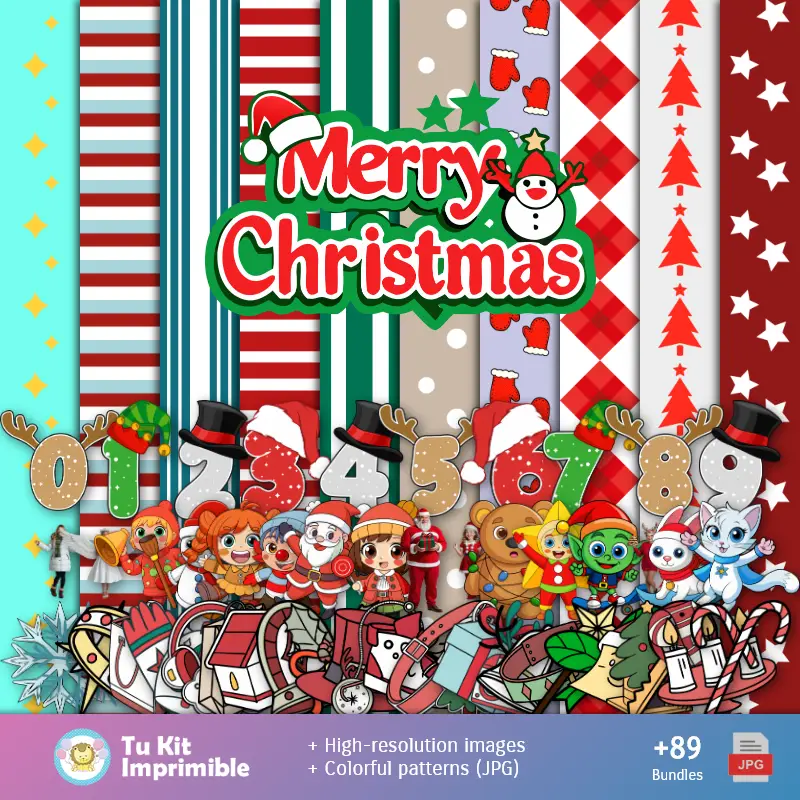 Joyeux Noël Motifs et textures - Scrapbook et kits de fête