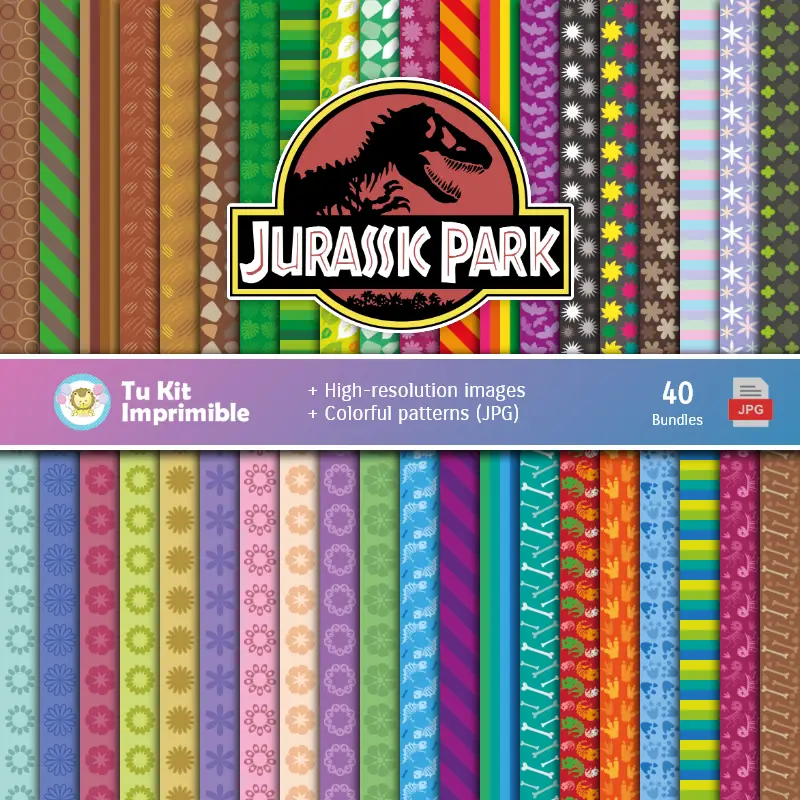 Jurassic Park Digital Papierset - Stiftungen und Scrapbooking