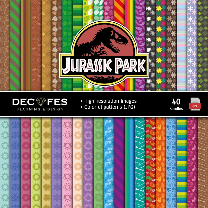 Fondos | Set de Papel Digitales Jurassic Park - Fundos para Festas e Scrapbooking