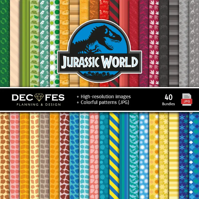 Fondos | Set de Papel Digitales Jurassic World - Fundos para Festas e Scrapbooking