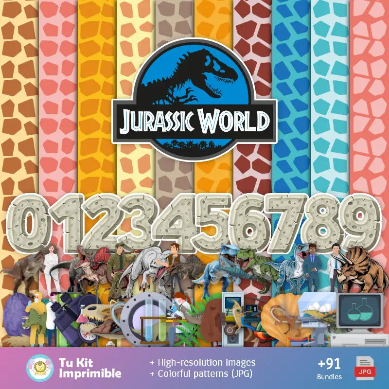 Personajes | Jurassic World Patterns and Textures - Scrapbook and Party Kits