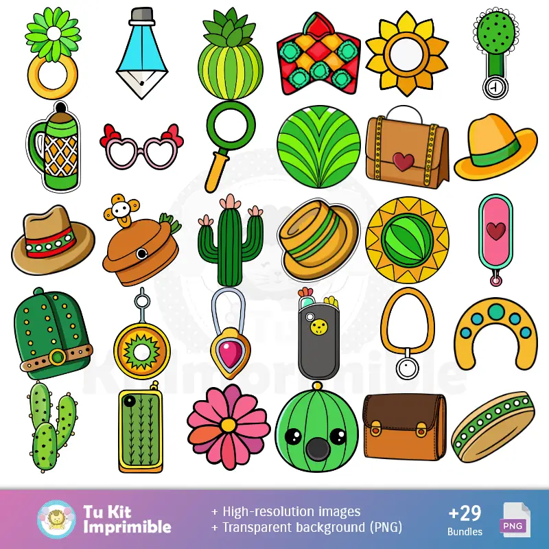 Accesorios | Modelli cactus e texture - Scrapbook e kit partito