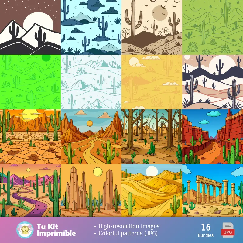 Fondos | Modelli cactus e texture - Scrapbook e kit partito