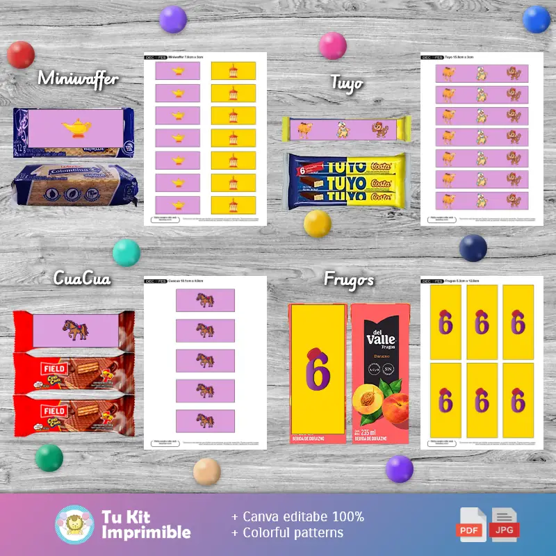 Accesorios | Kit Imprimible para Bocaditos Aladdin Y Jasmine Clásico