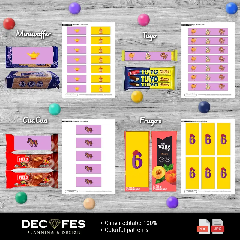Accesorios | Kit para imprimir lanches clássicos de Aladdin e Jasmine